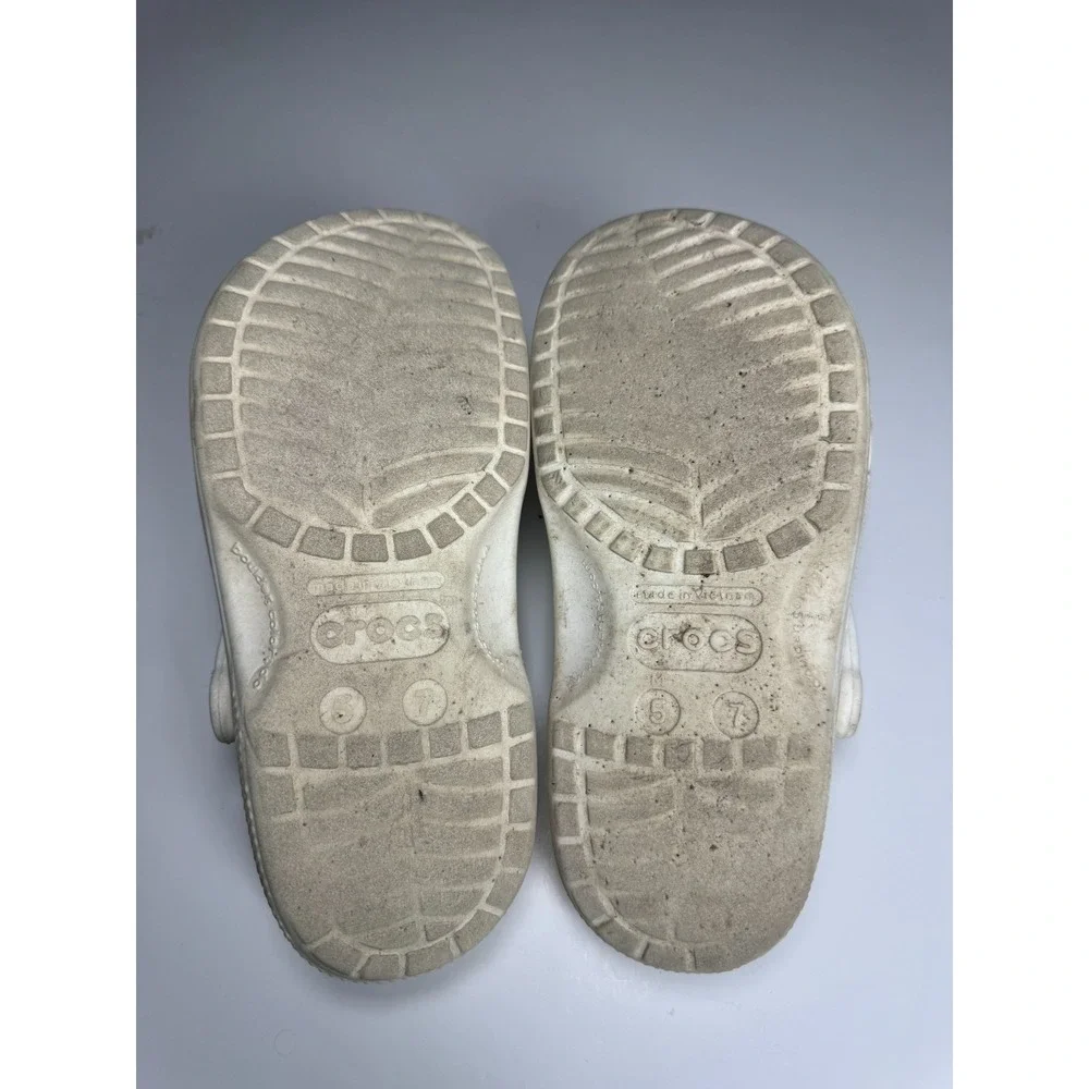 Crocs Classic Clogs Unisex M5/W7 White Round Toe Slip On Slingback Strap Shoes